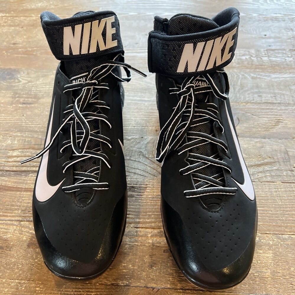 Nike Huarache Pro MID Metal Black & White Men’s Size 12 Baseball Cleats